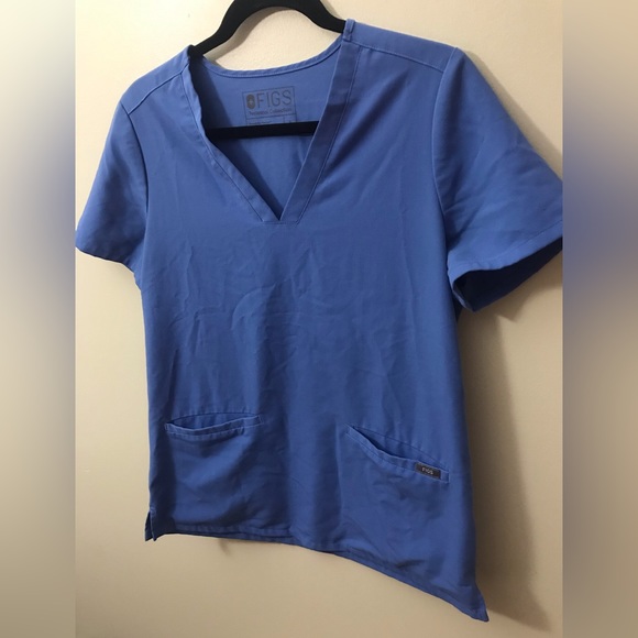 Figs Technical Womens Light Blue Scrub Two Pocket Style Top Size Small - Picture 6 of 12